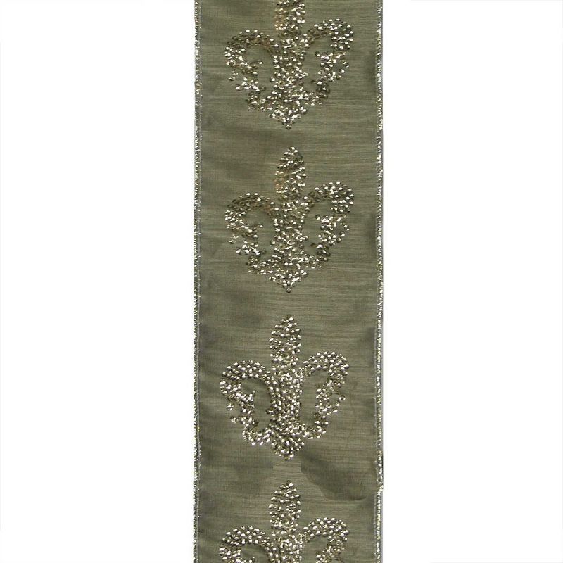 Kurt S. Adler Gold Elegant Fleur De Lis Wired Craft Ribbon 4.25" x 5 Yards