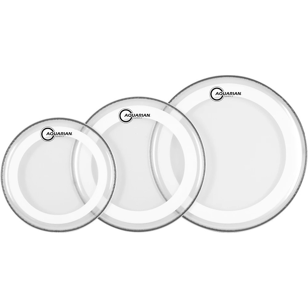 Aquarian Clear Super 2 Drum Head with Studio X Ring Pre Pack (10" 12" 14")