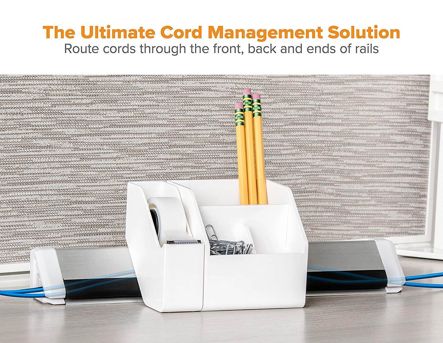 Bostitch Konnect 9-Piece Desktop Organizer Kit, Includes Cable Management Rails, Charging Phone Dock, Tape Dispenser, Sticky Notes, Storage Bins, White (KT-CKIT2-WHITE)