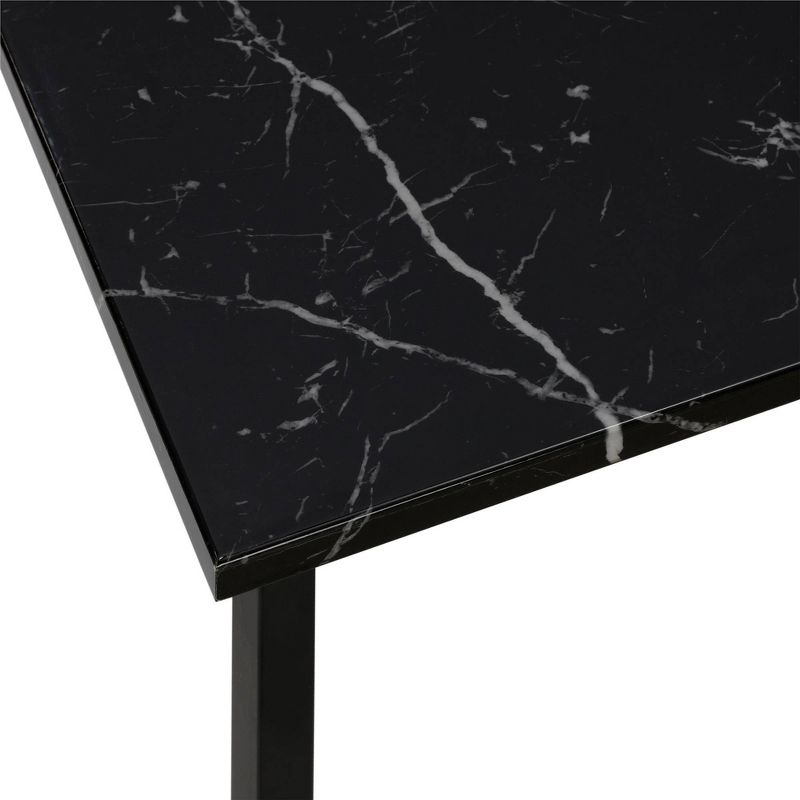 3pc Emelie Metal Pub Set With Faux Marble Top Black - Cosmoliving By Cosmopolitan