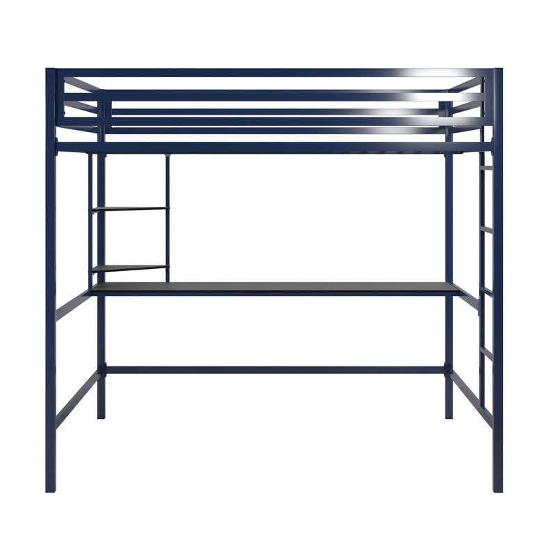 Full Maxwell Metal Loft Bed with Desk & Shelves Navy/Black - Novogratz