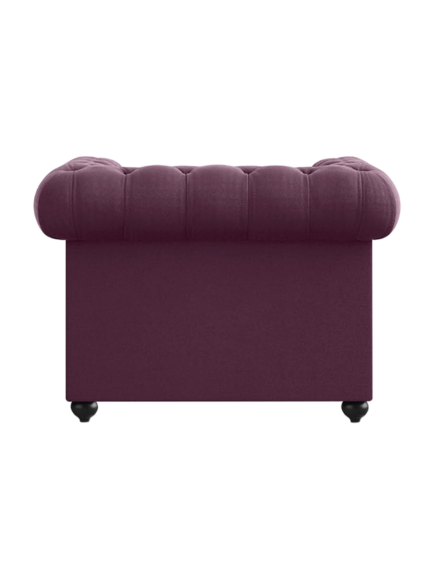 Trevi Manchester Quilted Purple Leather & Neem Wood 1 Seater Sofa
