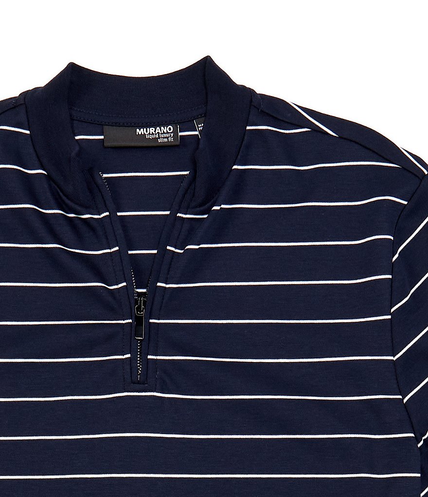 Murano Liquid Luxury Slim-Fit Short-Sleeve Zip Mockneck Tee