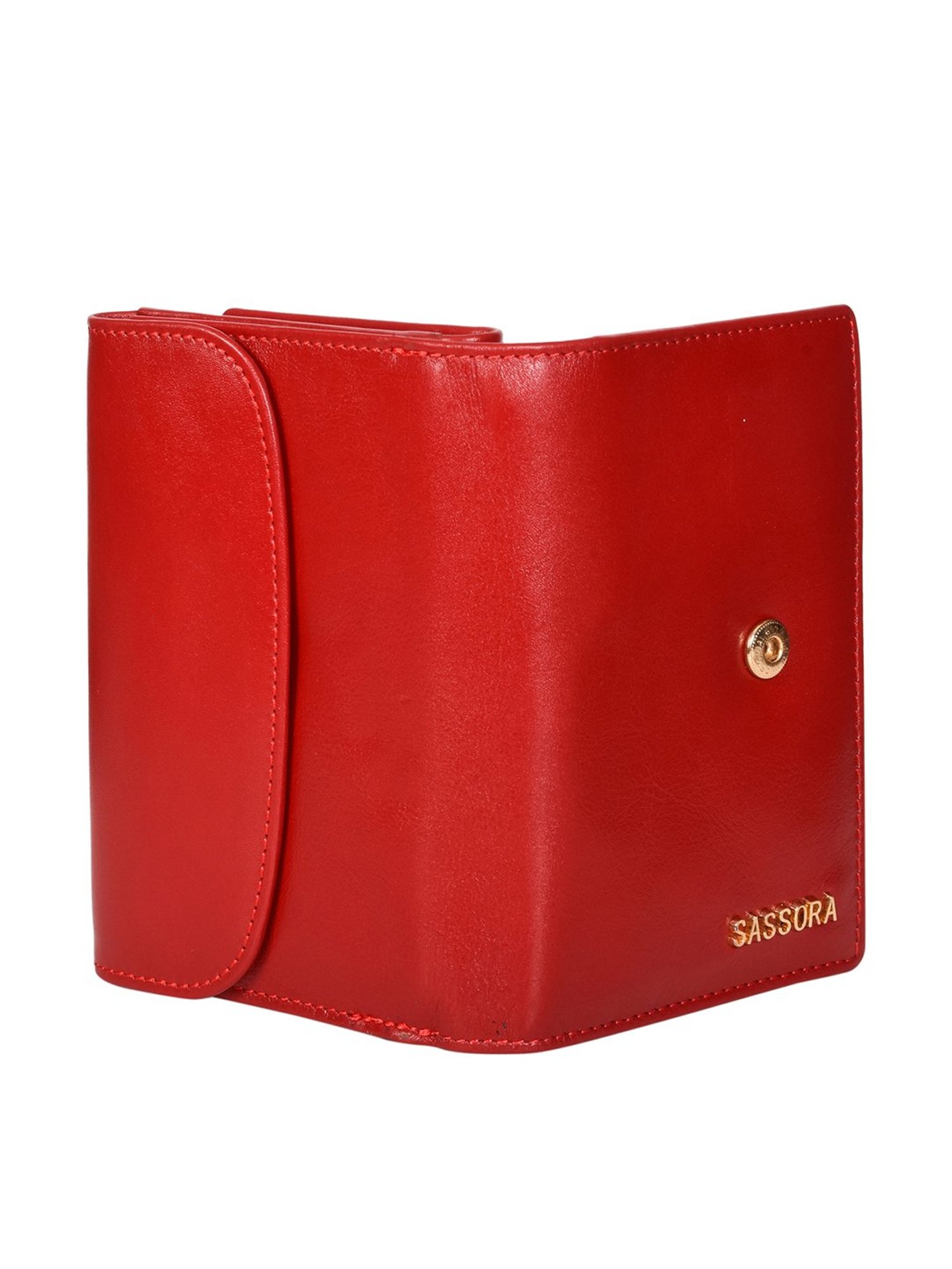 SASSORA Red Solid Rfid Bi-Fold Wallet for Women