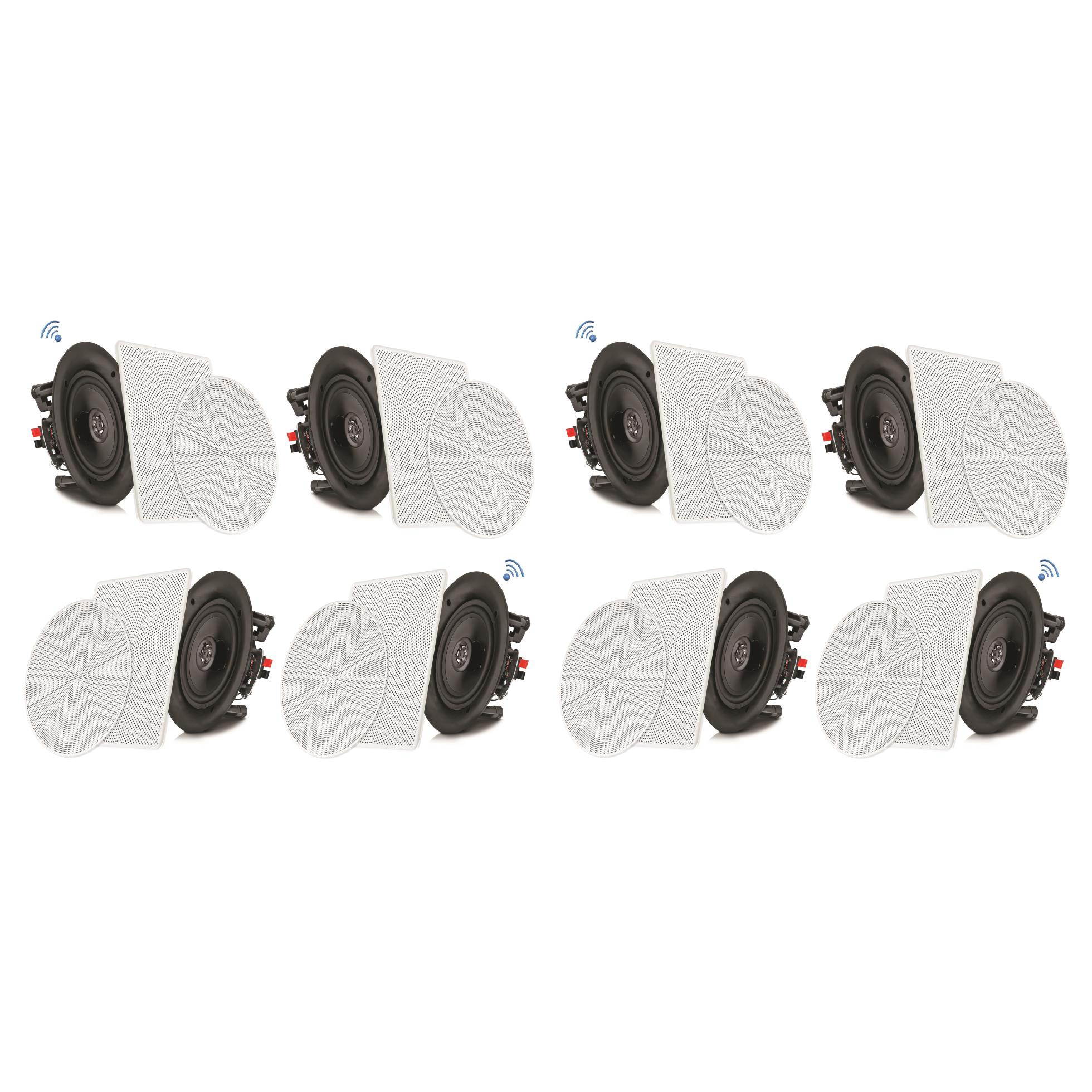 Pyle Audio 6.5 In 2 Way 200W Flush Mount Bluetooth Ceiling Wall Speakers (8 Pk)