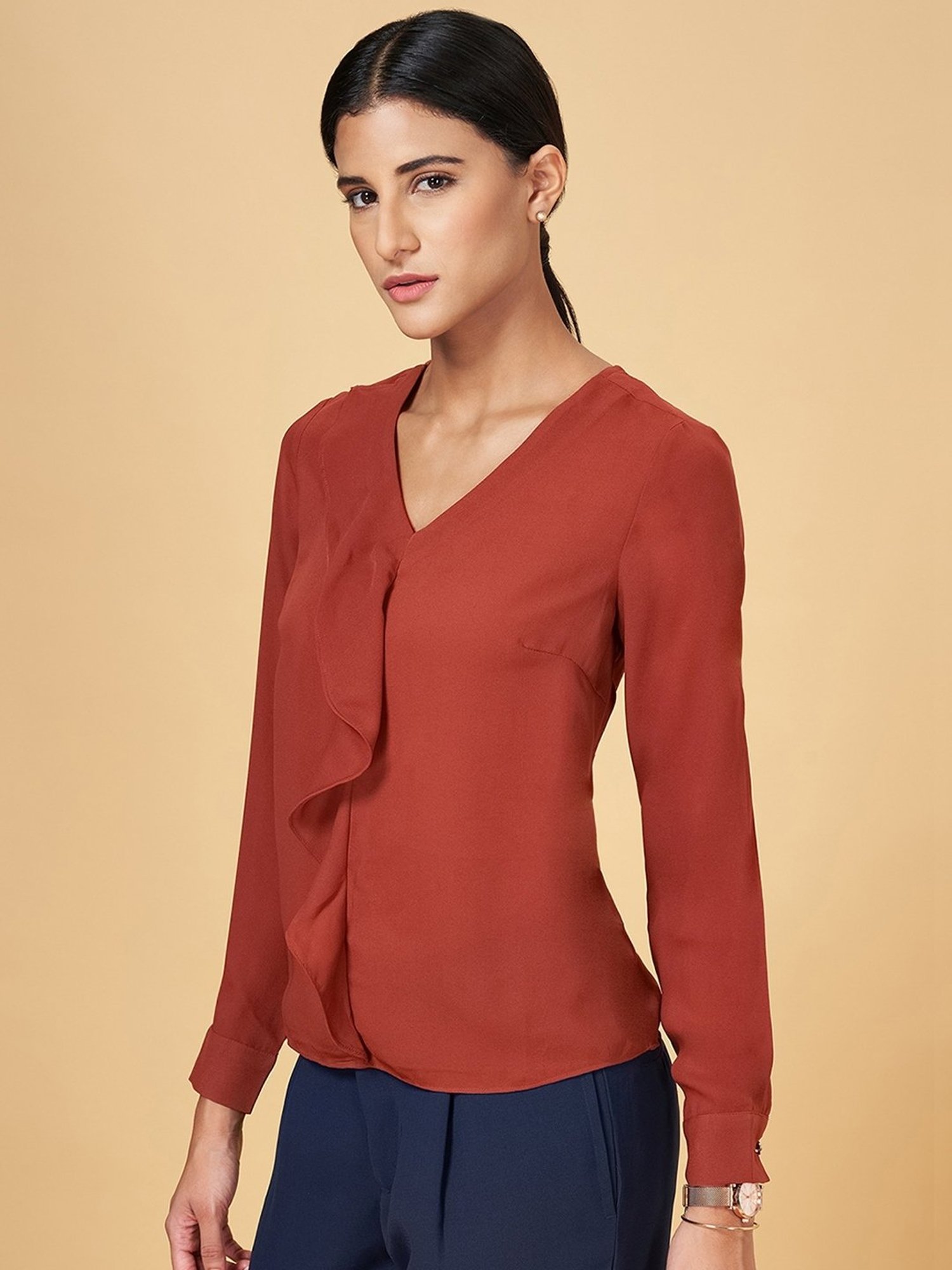 Annabelle by Pantaloons Brown Regular Fit Top