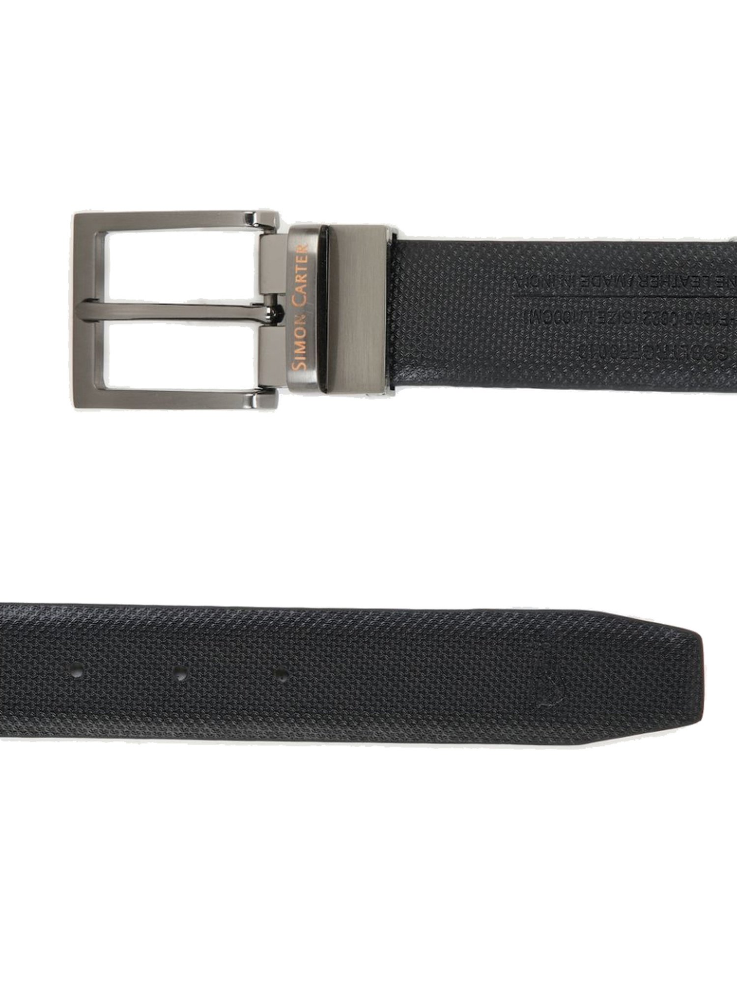 Simon Carter Black Leather Reversible Belt for Men
