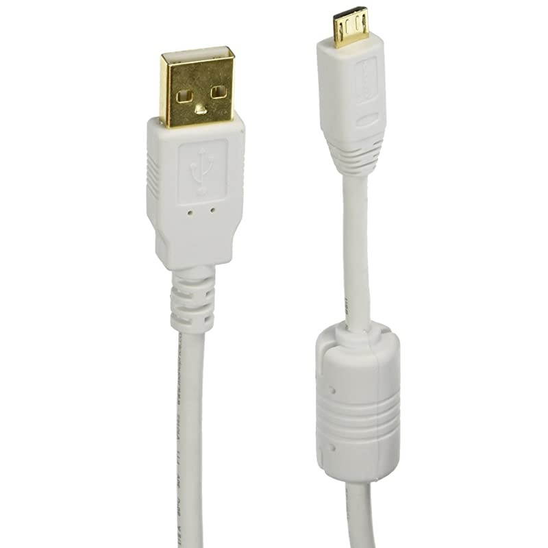 3Feet USB 20 A Male to Micro 5pin Male 2824AWG Cable with Ferrite Core Gold Plated White 108640