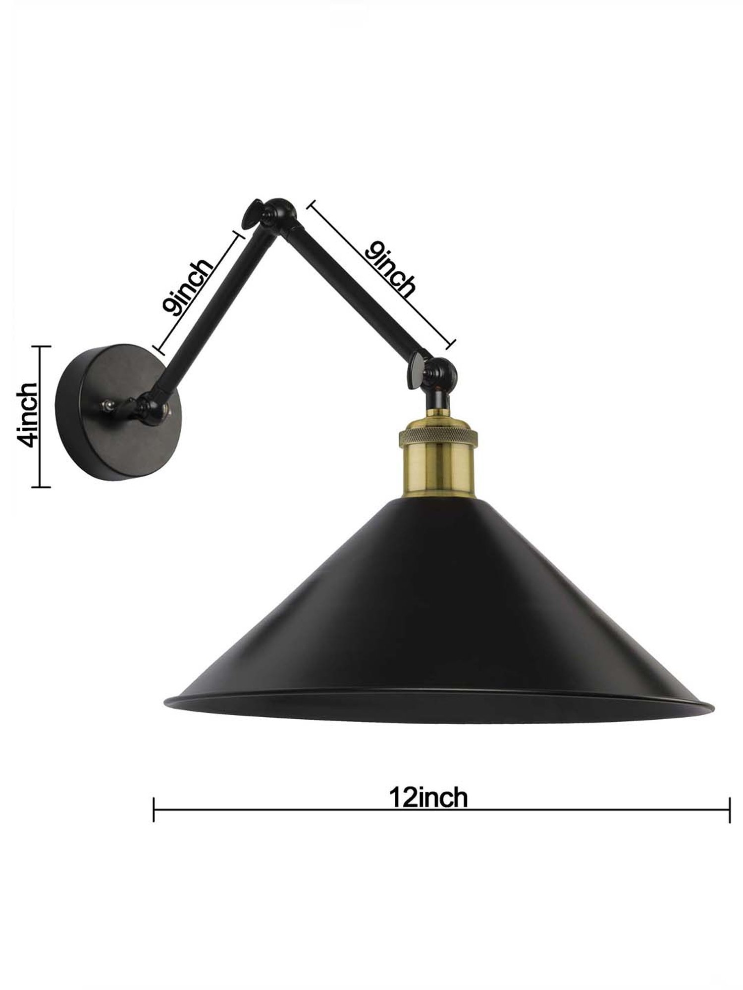 Homesake Black Edison 360 Barn Cone Shade Wall Lamp - Set of 1