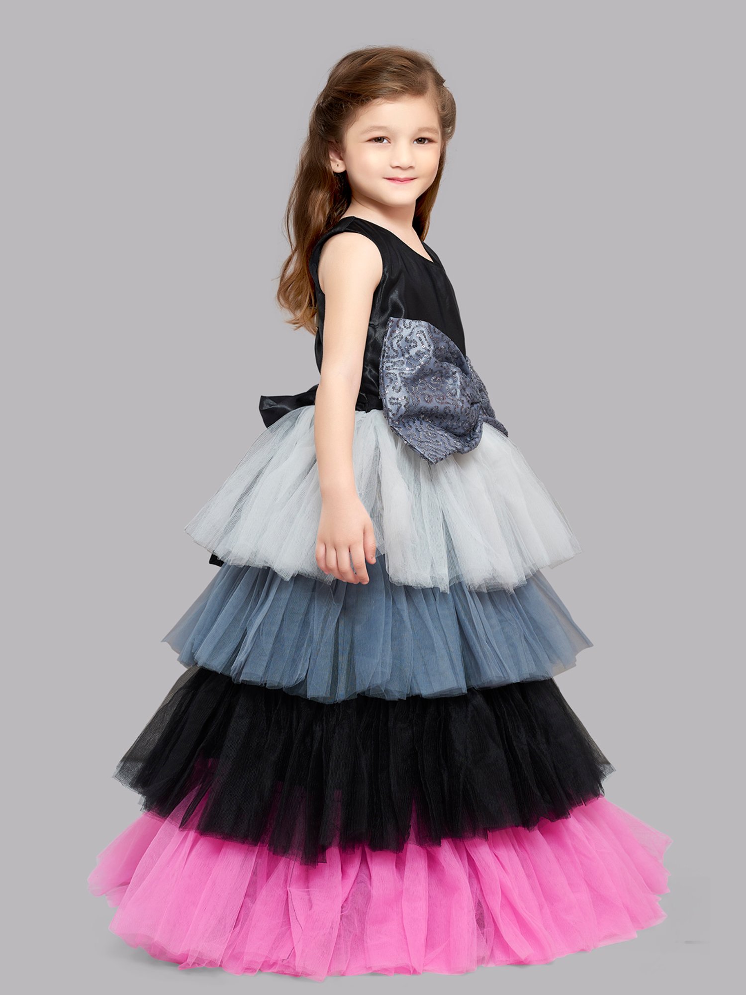 Pink Chick Kids Multicolor Solid  Gown