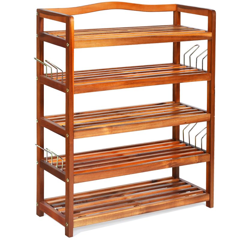 Costway 5-Tier Wood Shoe Rack Freestanding Shoe Storage Organizer Heavy-duty