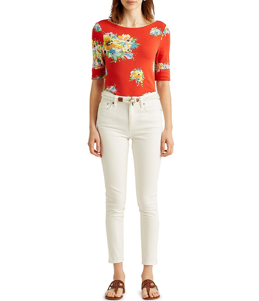 Ali Miles Petite Size Long Roll-Tab Sleeve Round V-Neck Pucker Knit Asymmetrical Tunic