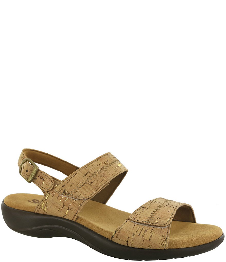 SAS Nudu Cork Heel Strap Wedge Sandals