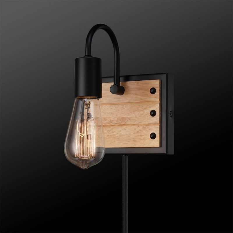 Faux Wood Oakland Wall Sconce Matte Black - Globe Electric