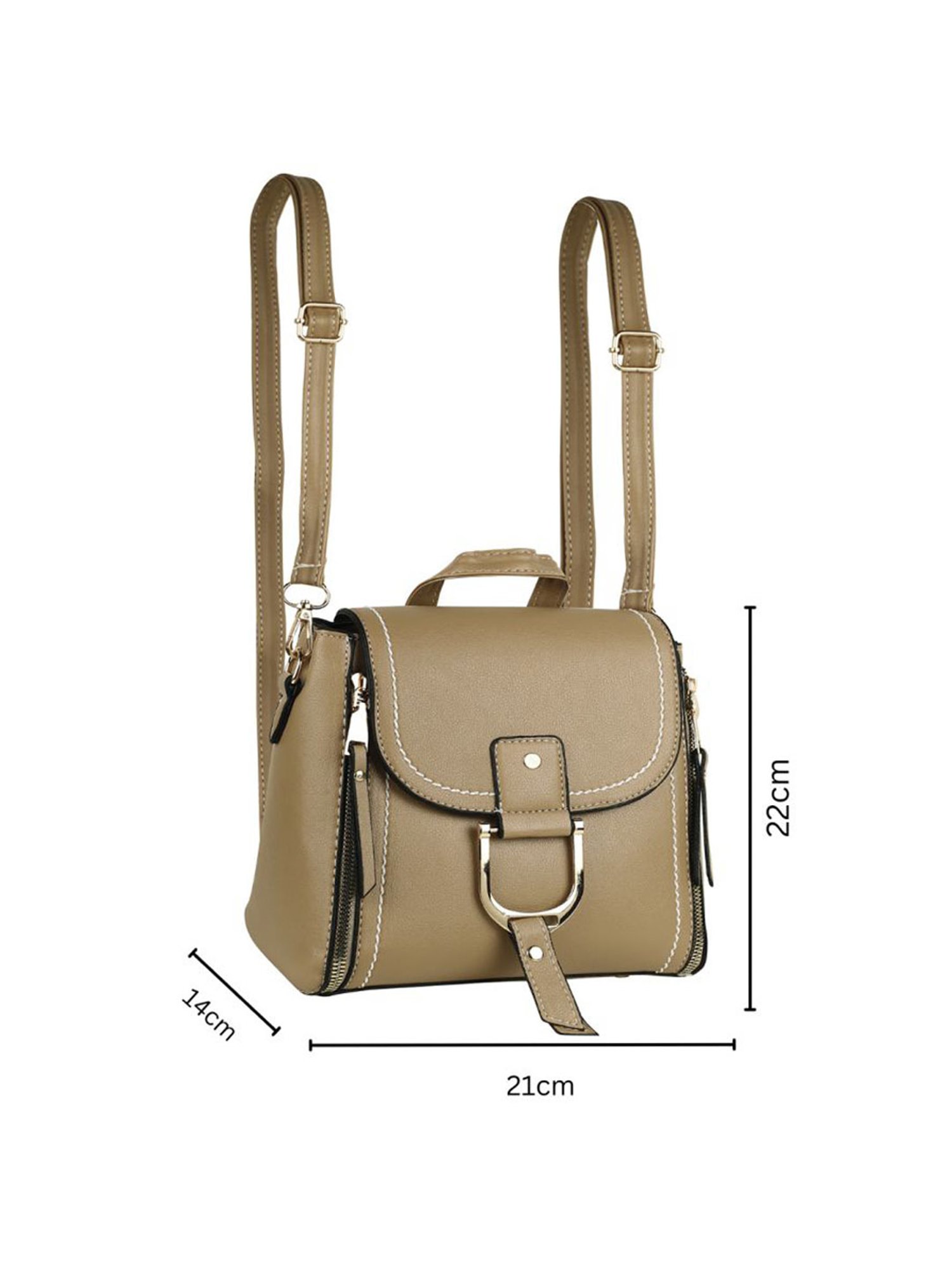 Angeline Beige PU Medium Backpack