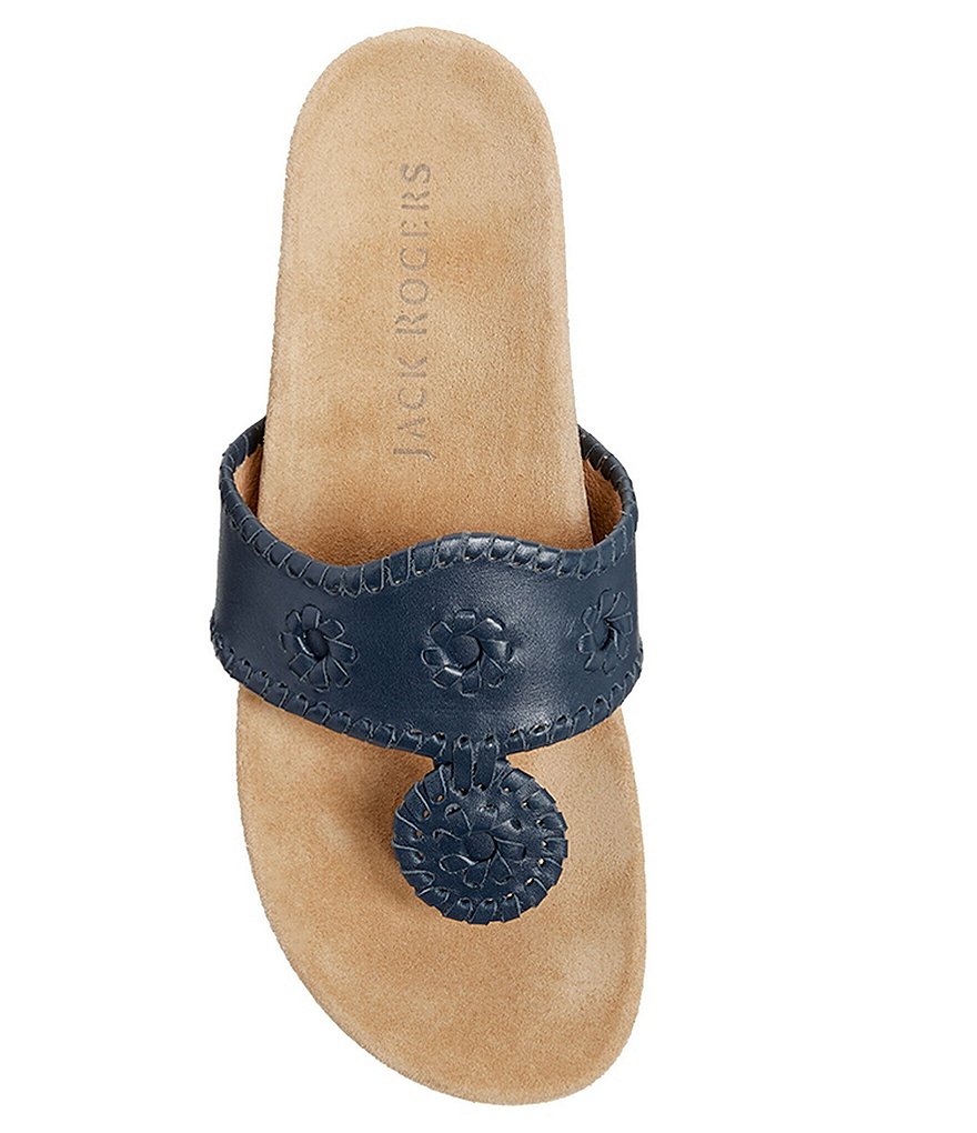 Jack Rogers Jacks Comfort Leather Whipstitch Detail Thong Sandals