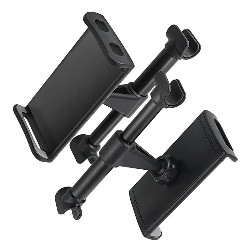 Car Headrest Mount, Phone Tablet Car Headrest Grip Mount Stand Cradle Holder Compatible for iPad Pro Air Mini, Samsung Galaxy Tabs, Kindle Fire, 4~11 inch Cellphones and Tablet (Black)