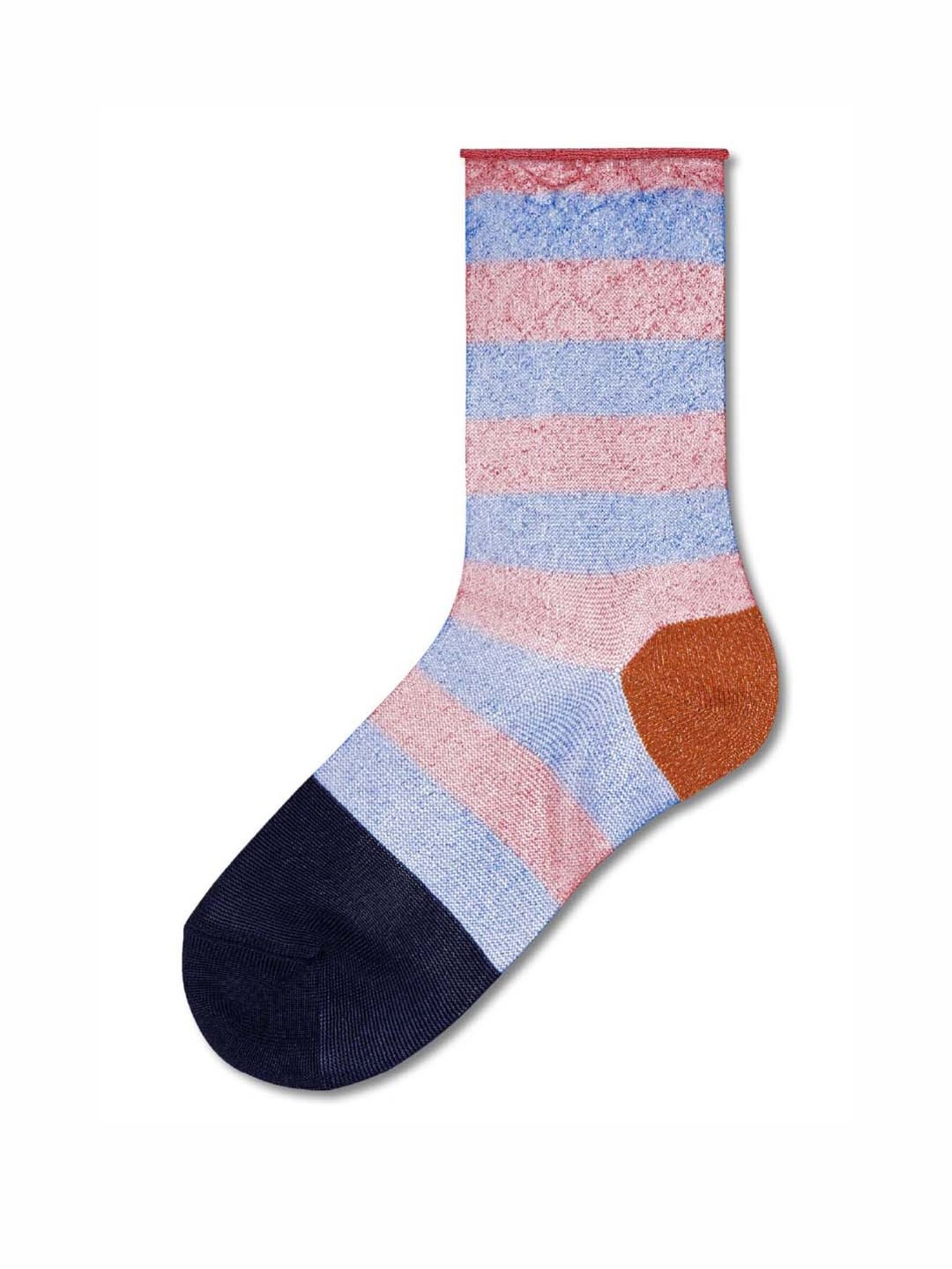 Happy Socks Hysteria Franca Ankle Pink Cotton Striped Socks (39-41)