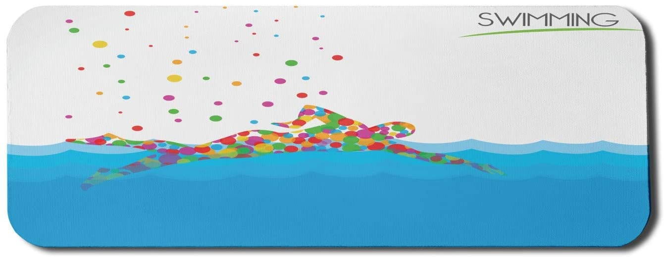 Ambesonne Olympics Computer Mouse Pad, Pattern of Swimmer in Pool with Different Sized Circles Colorful Modern Art, Rectangle Non-Slip Rubber Mousepad Large, 31" x 12" Gaming Size, Red Green
