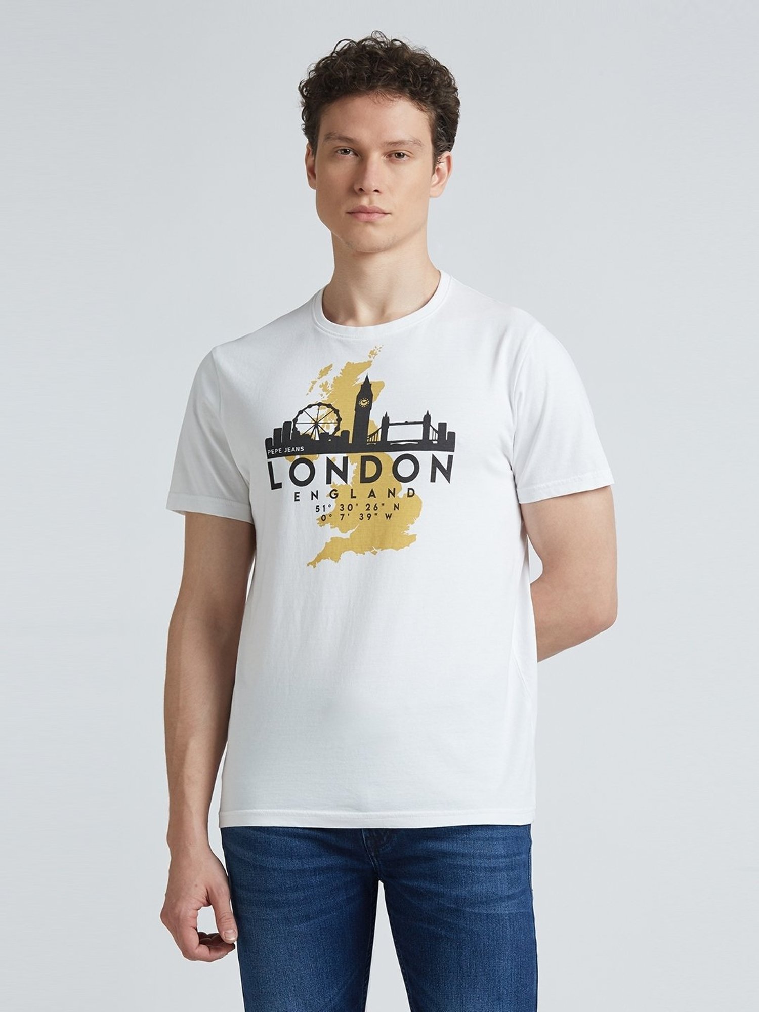 Pepe Jeans White Cotton Slim Fit Printed T-Shirt