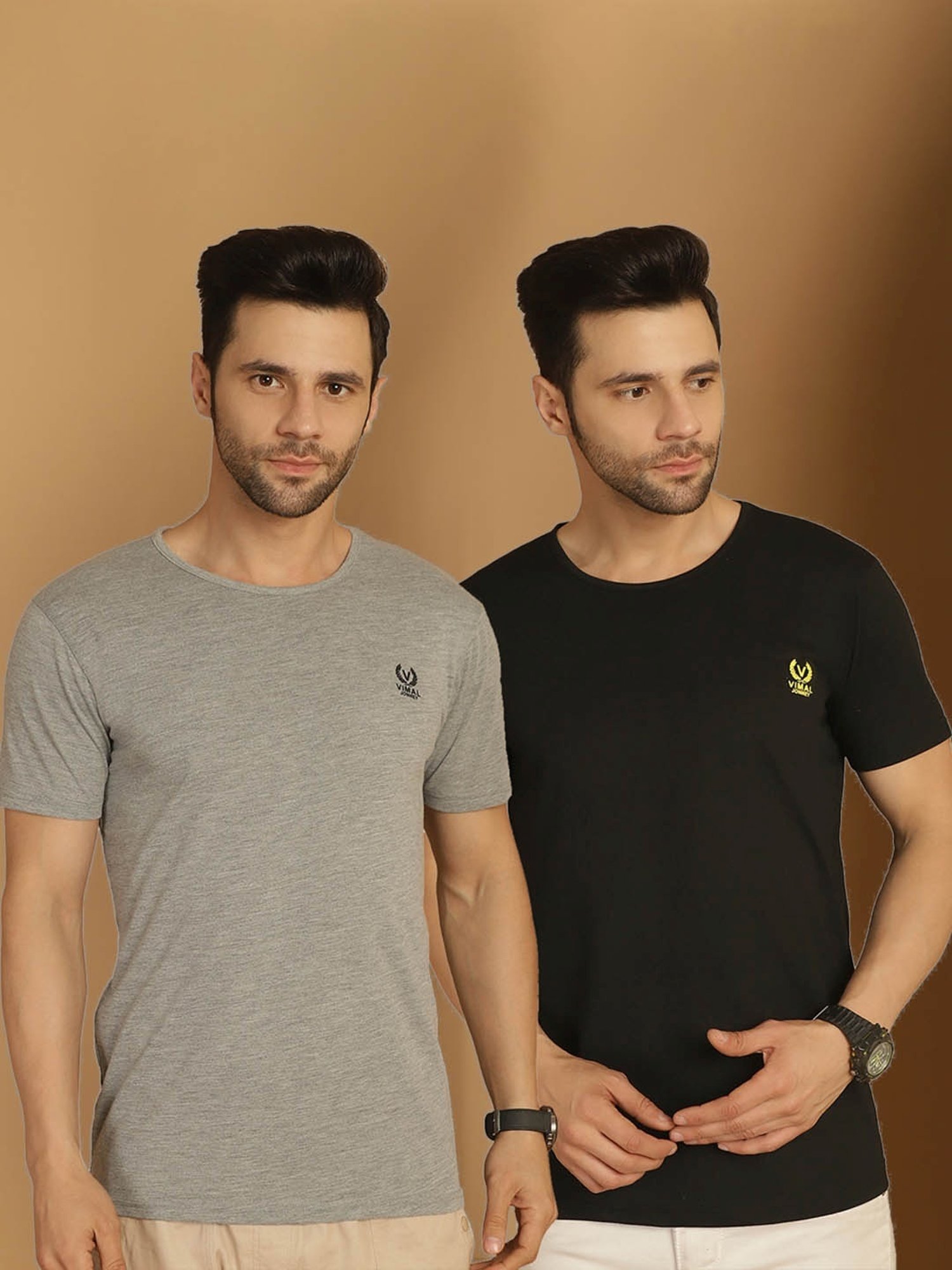 Vimal Jonney Black & Purple Regular Fit T-Shirt