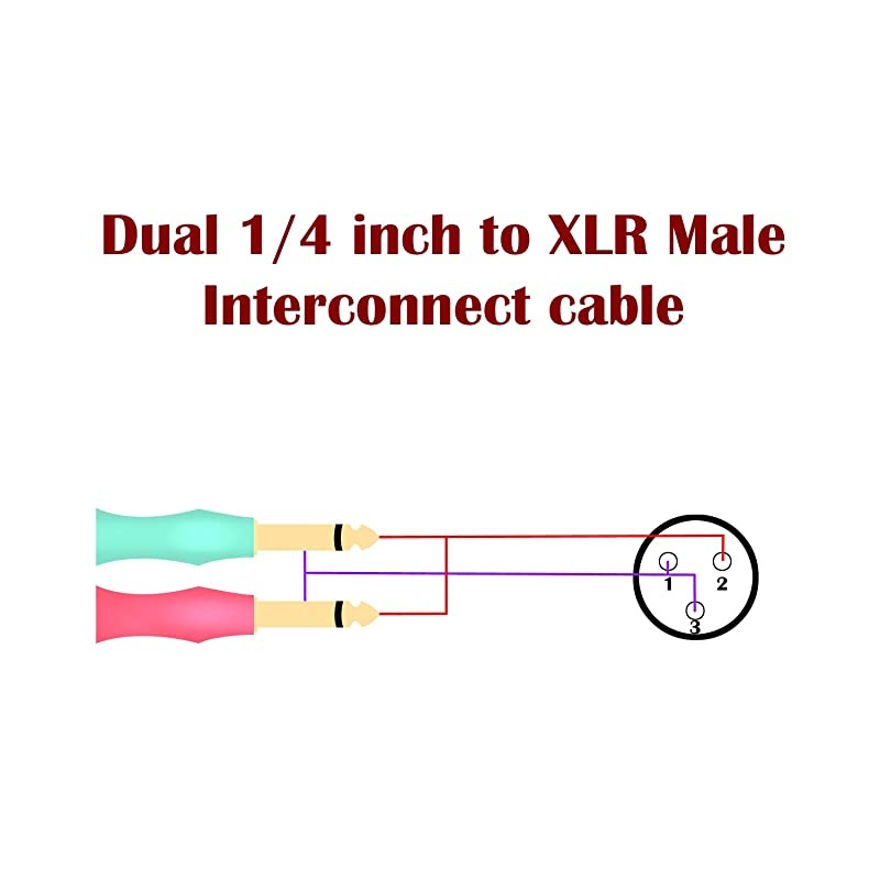 66FT XLR 3 Pin Male to Double 635mm 14quot TS Male Y Splitter Cable Dual Mono Male 14 inch 635mm to XLR Male Plug Stereo Microphone Cables2M