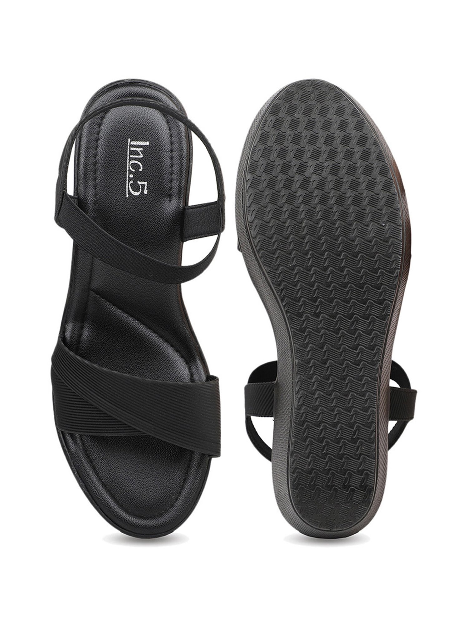 Inc.5 Women's Black Ankle Strap Wedges