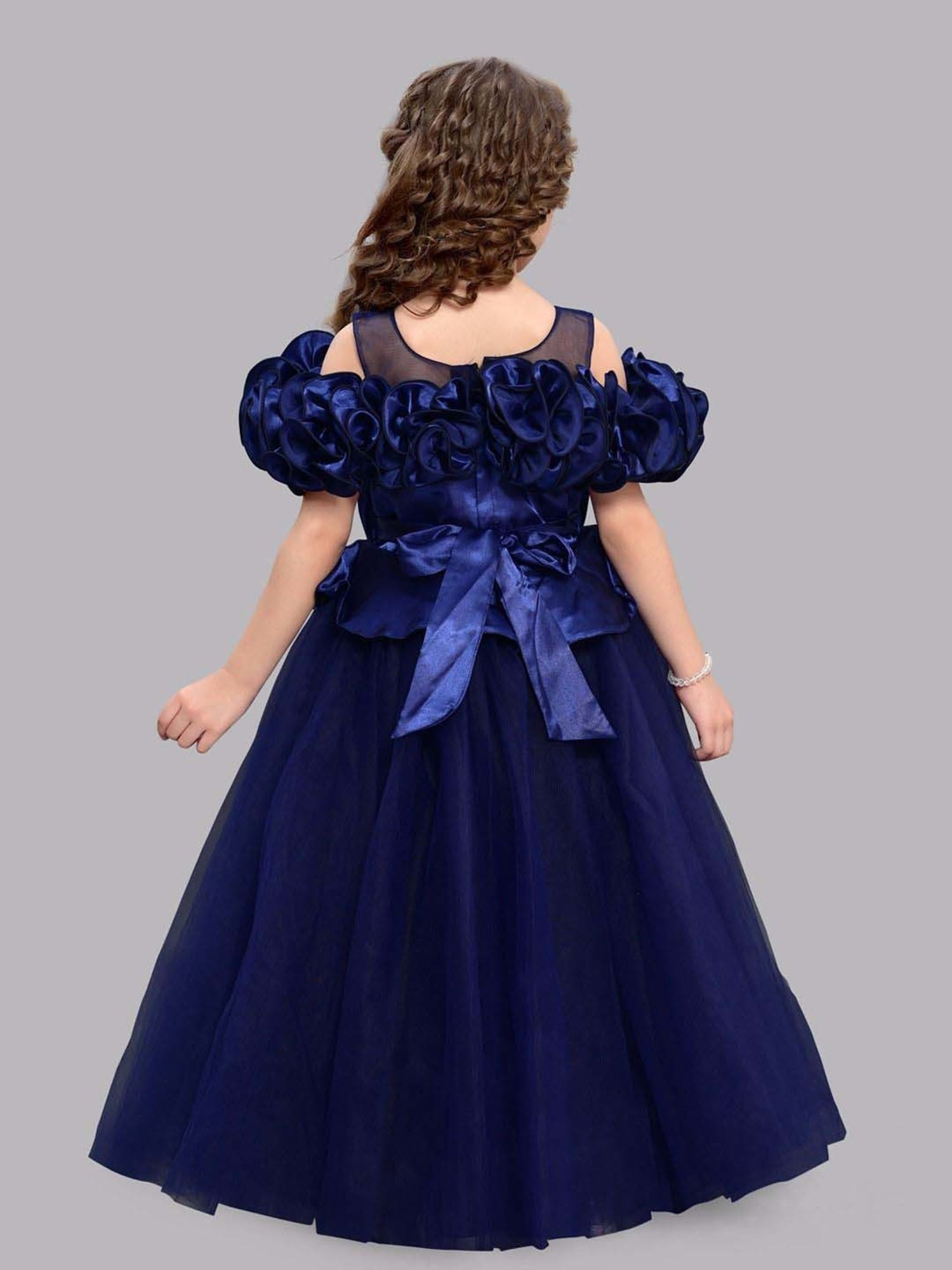 Pink Chick Kids Navy Solid Party Gowns