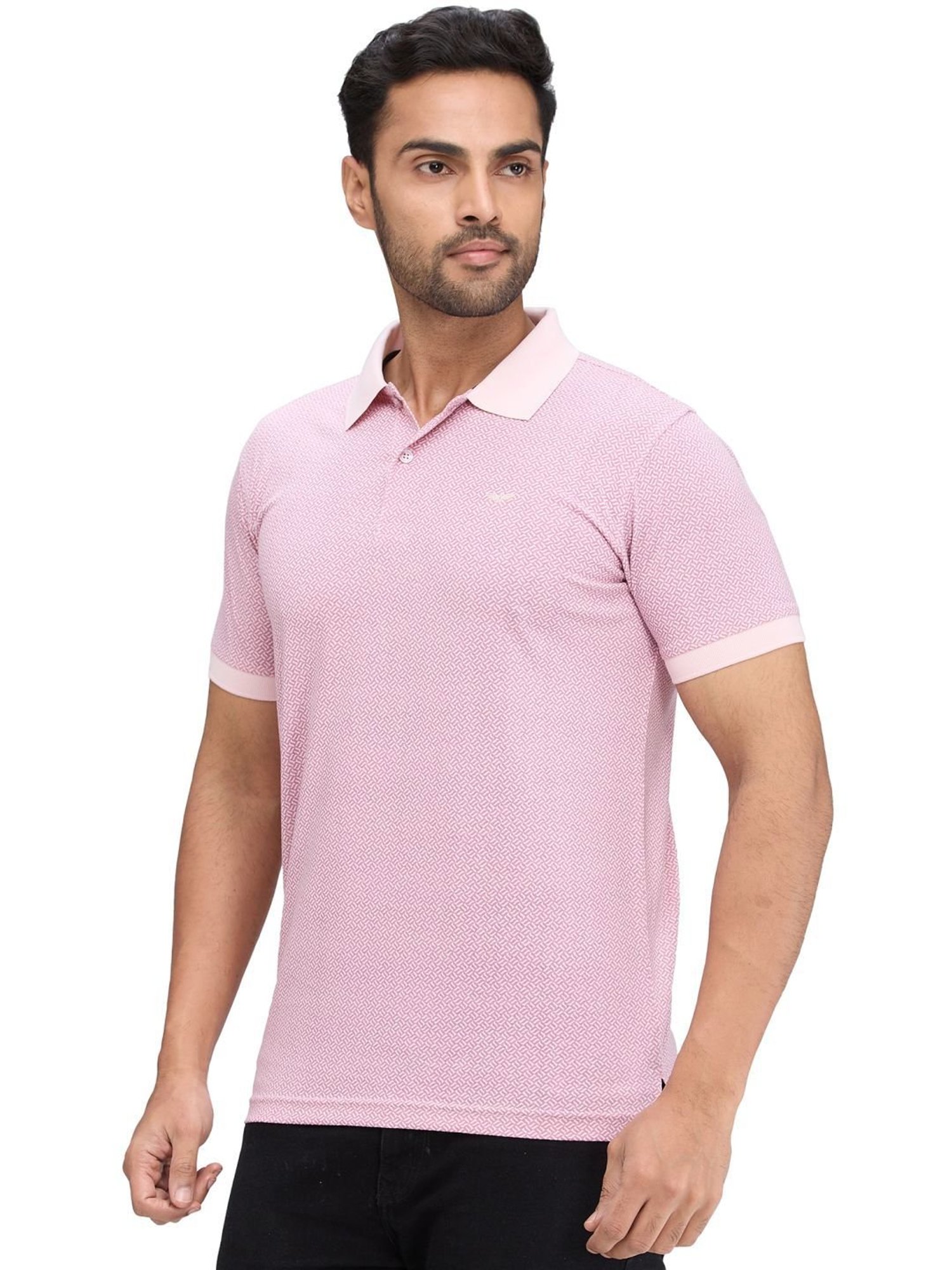 Park Avenue Pink Slim Fit Printed Polo T-Shirt