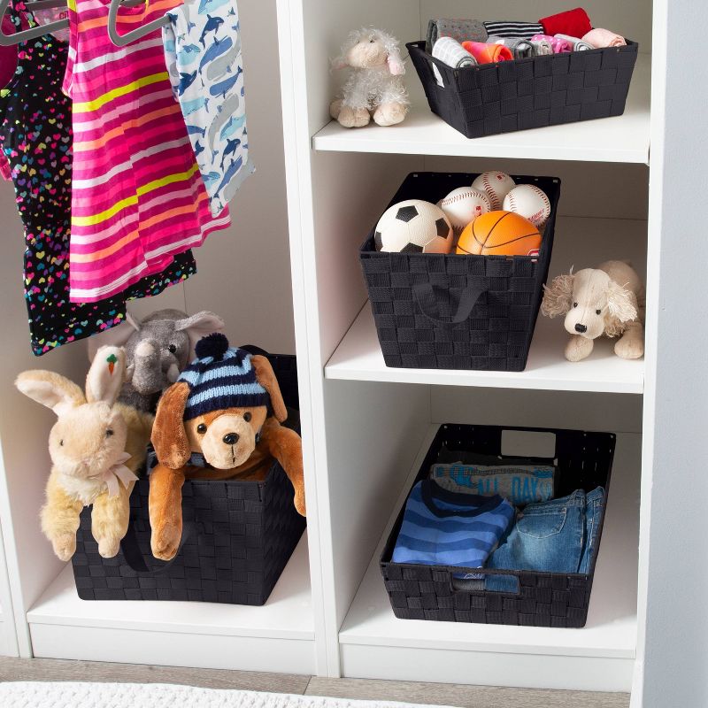 Simplify Small 6.5" Woven Strap Storage Bin Black