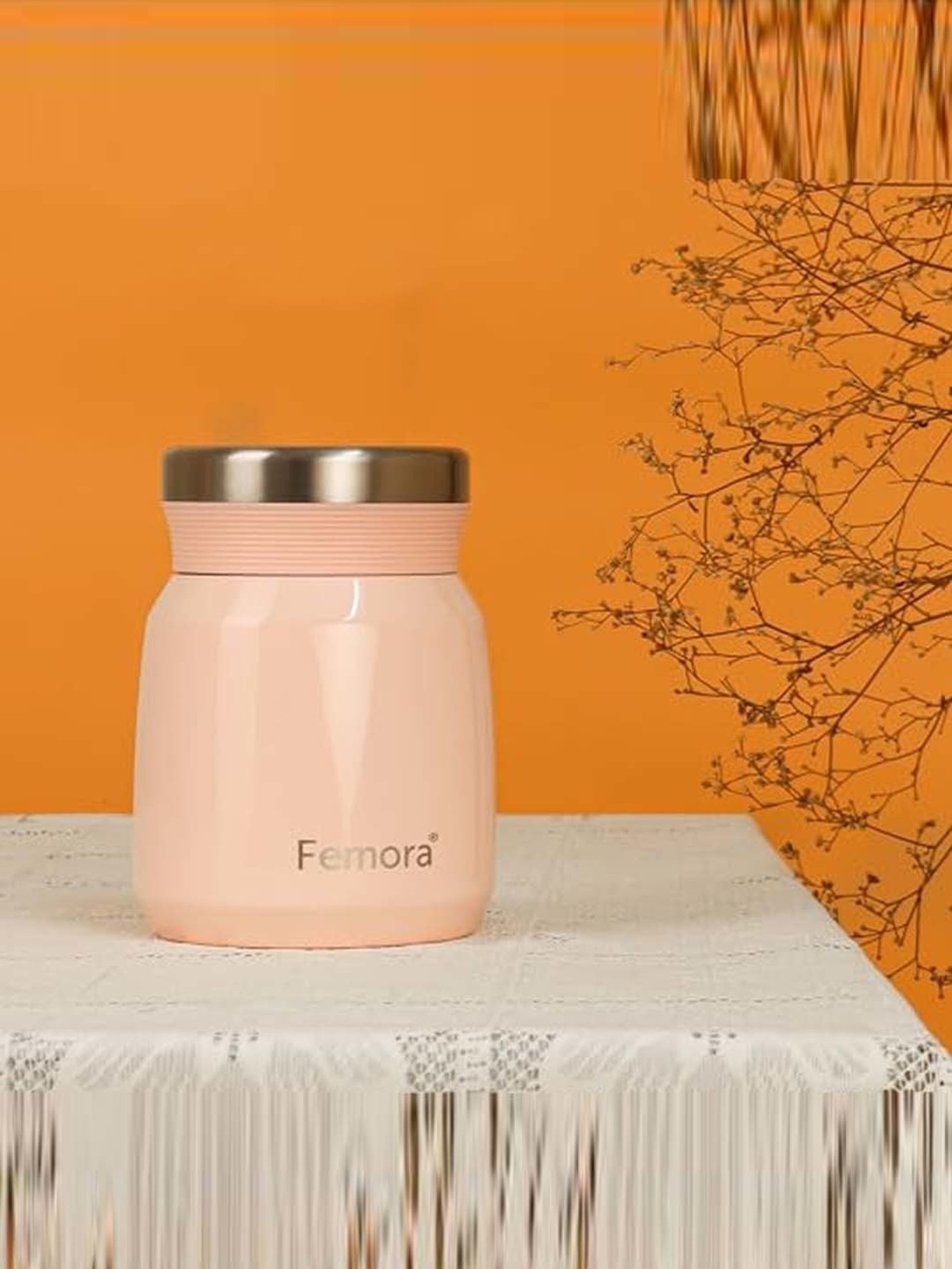 Femora Pink Stainless Steel Double Walled Thermos For Hot Food (0.3 L)