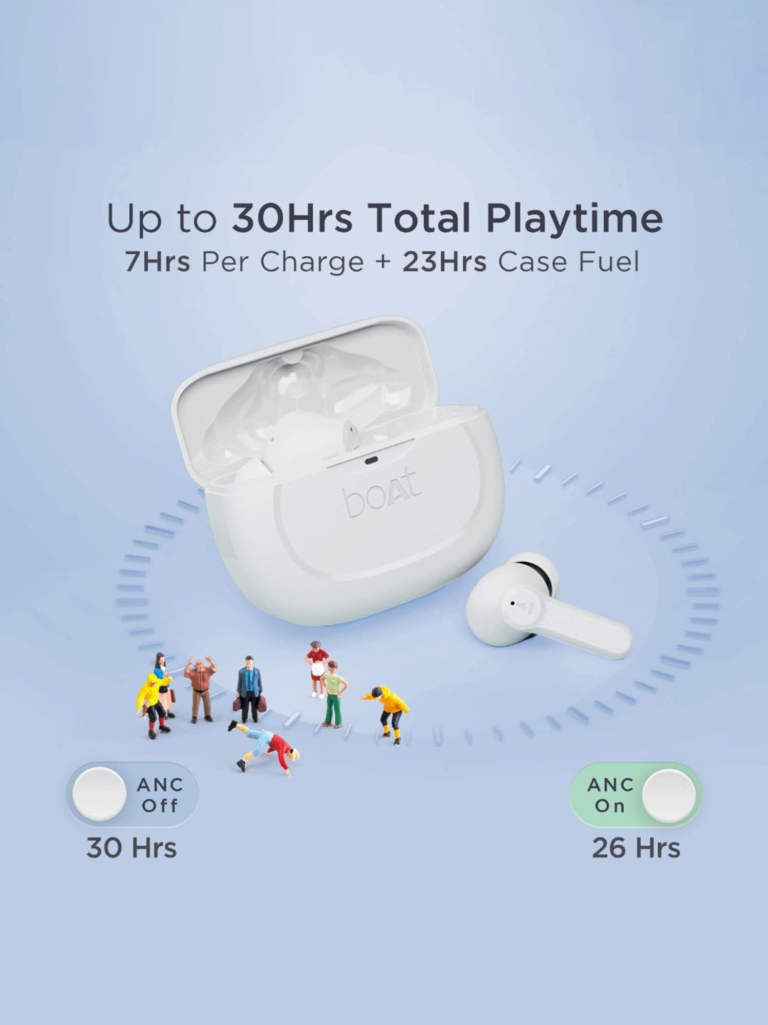 Boat Airdopes 393ANC with Hybrid ANC, Quad Mics ENx & 30Hrs Playback Bluetooth Earbuds (Ivory White)