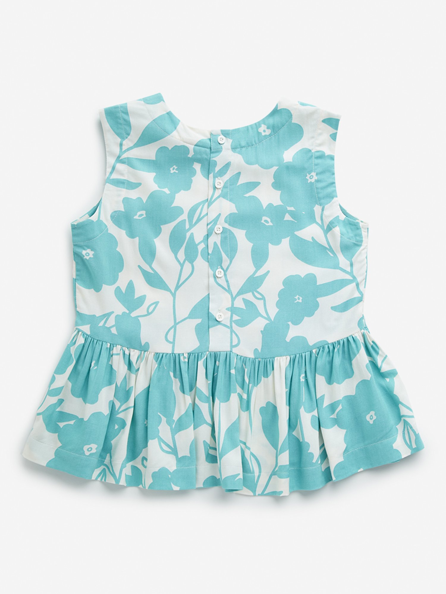 Utsa Kids by Westside Aqua Floral Print Peplum Top