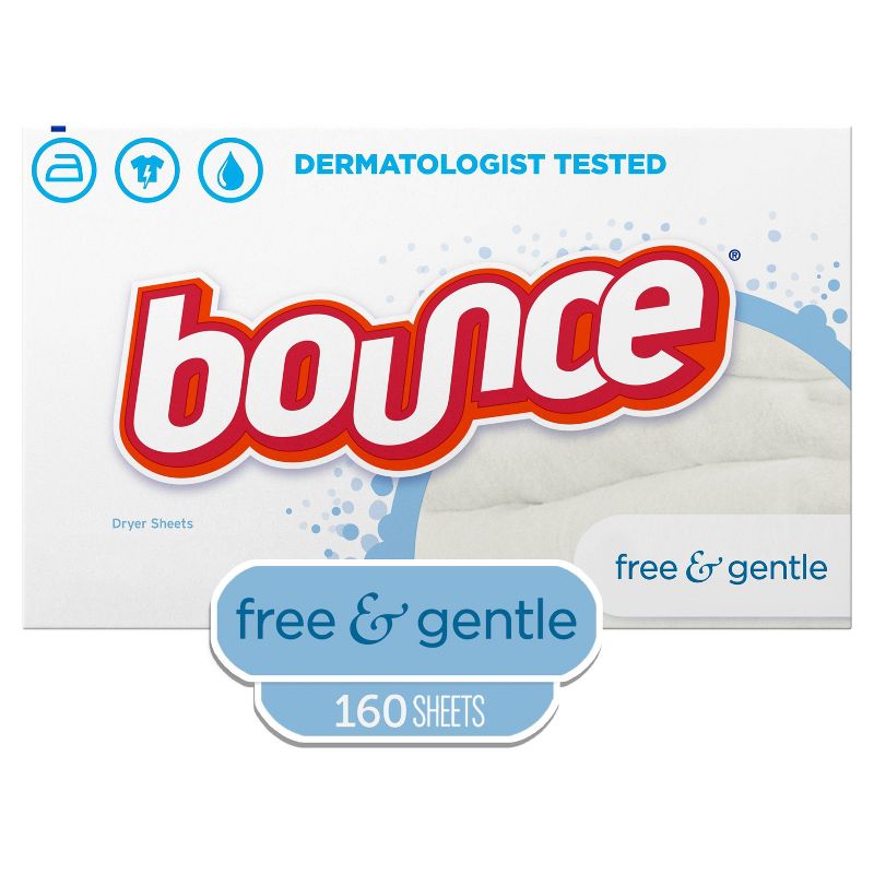 Bounce Fabric Softener Dryer Sheets Free & Gentle - 160ct