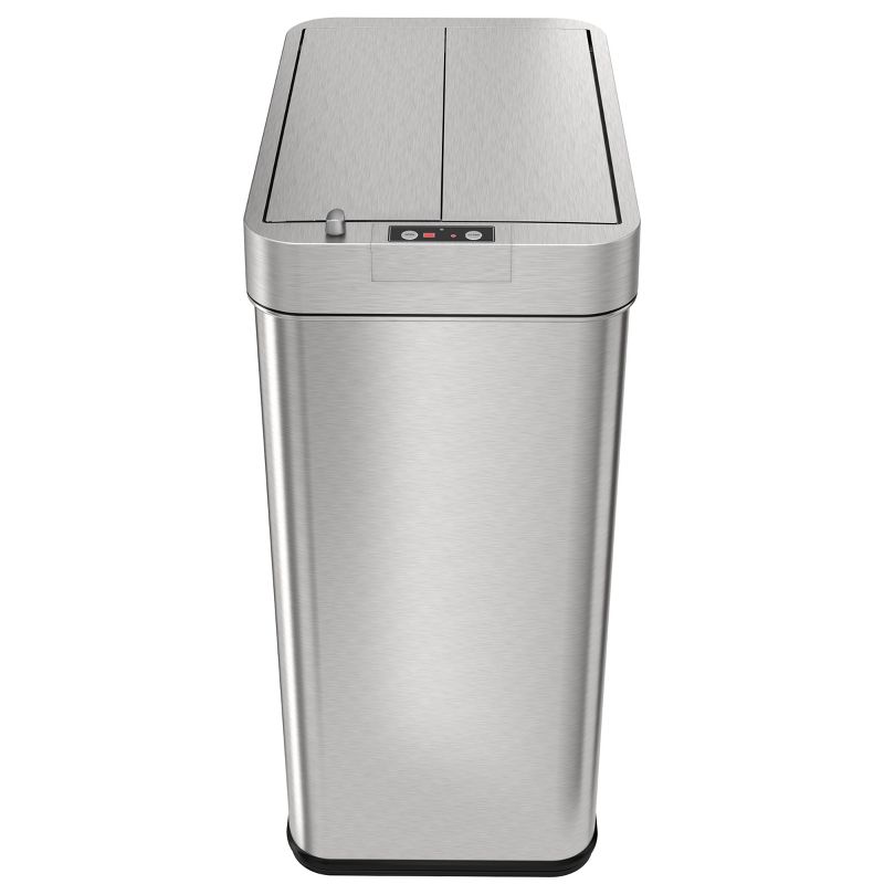 iTouchless Wings Open Lid Kitchen Sensor Trash Can with AbsorbX Odor Filter Rectangular 13 Gallon Silver Stainless Steel