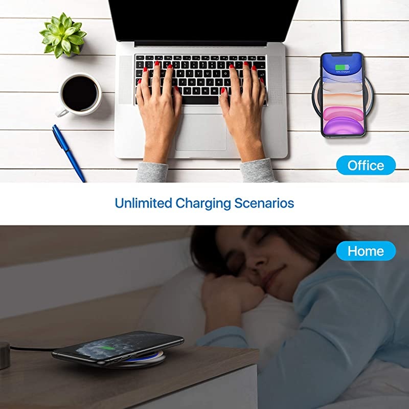 Boost Wireless Charger,15W Qi-Certified Safe Charging Pad Compatible for iPhone12/12 Pro/12 Pro Max, iPhone11/SE/XR/X/8, Samsung galaxy S21/S20/S10/9,Note 20/10/9/AirPods Pro(with USB-C Cable)