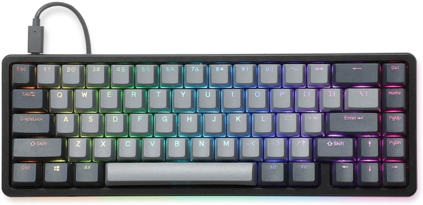Drop ALT High-Profile Mechanical Keyboard &mdash; 65% (67 Key) Gaming Keyboard, Hot-Swap Switches, Programmable Macros, RGB LED Backlighting, USB-C, Doubleshot PBT, Aluminum Frame (Halo Clear, Black)