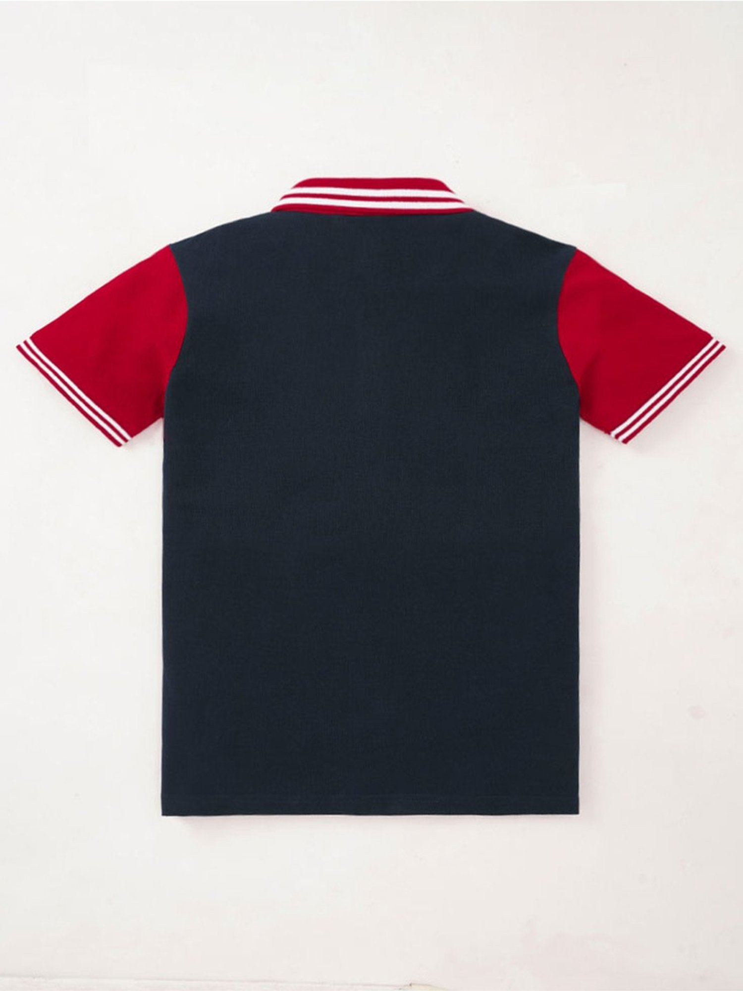 Edheads Kids Red & Navy Cotton Color Block Polo T-Shirt