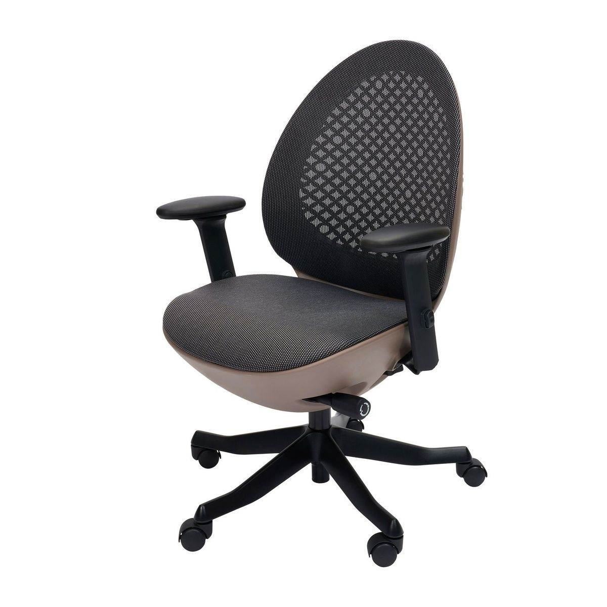 Techni Mobili Deco LUX Executive Office Chair with Aluminum Base and Non-Marking Caster Wheels, Mesh Task Chair with 3D Padded Armrests, Taupe