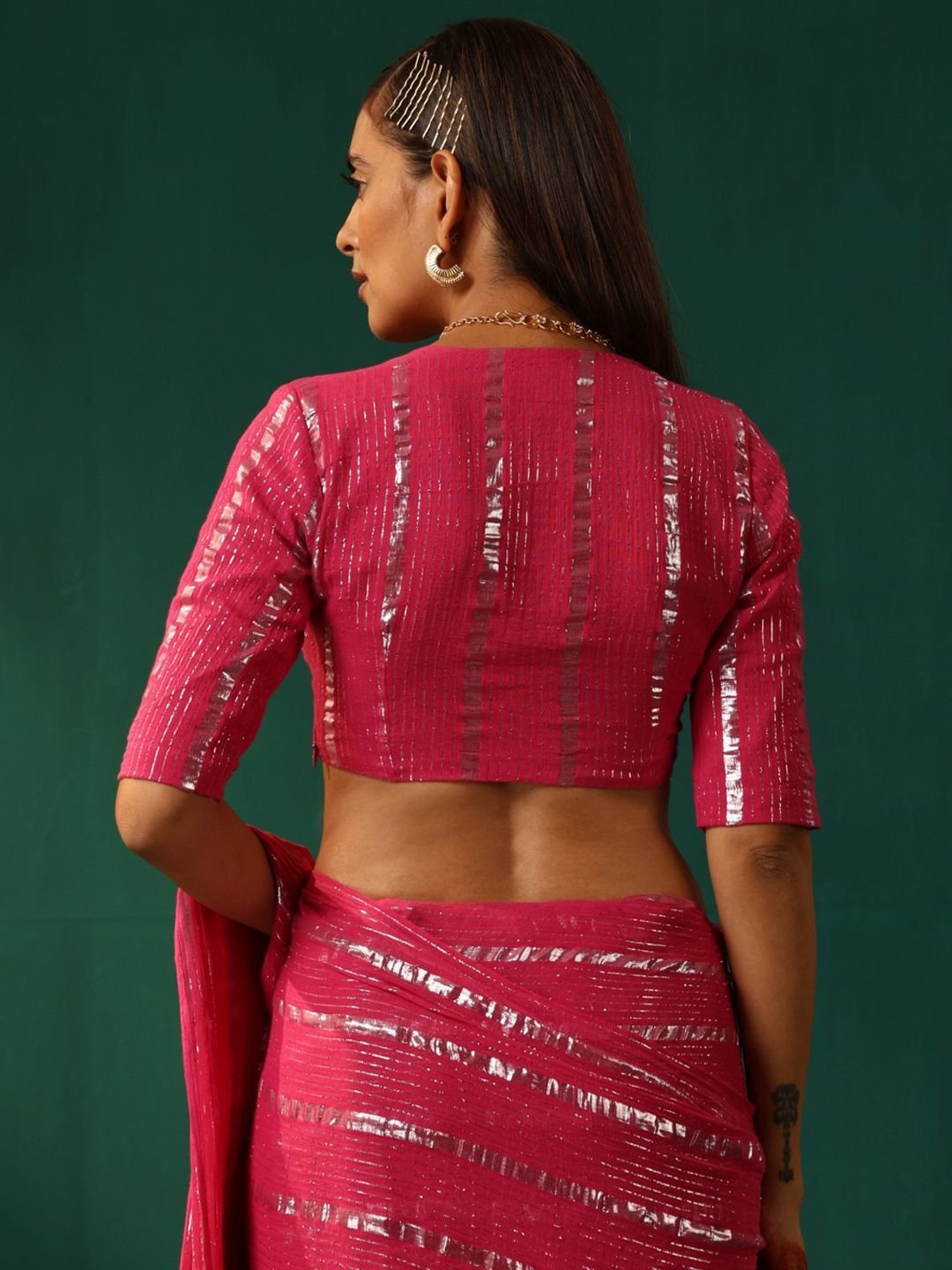 true Browns Rani Pink Cotton Striped Blouse