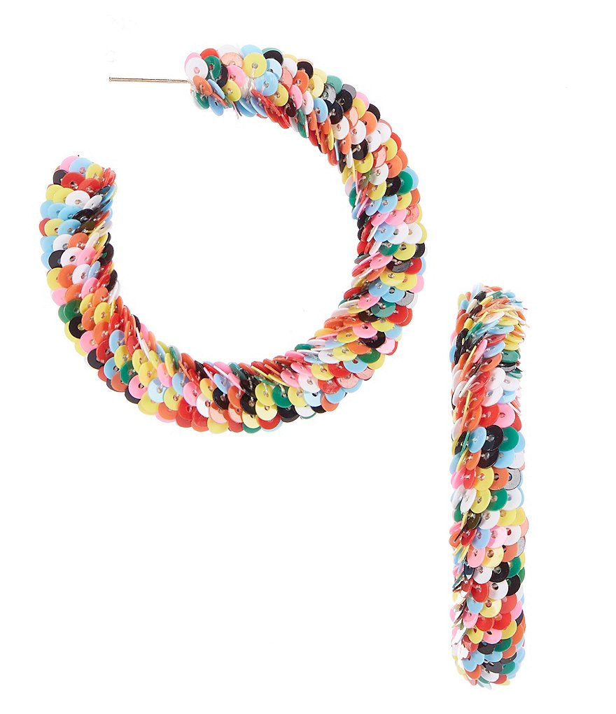 Anna & Ava Rainbow Sequin Statement Hoop Earrings
