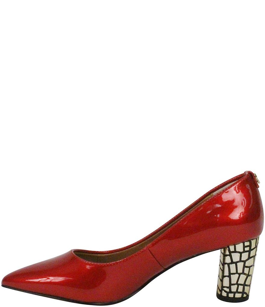 J. Renee Vaneeta Patent & Croc Embossed Metal Heel Pumps