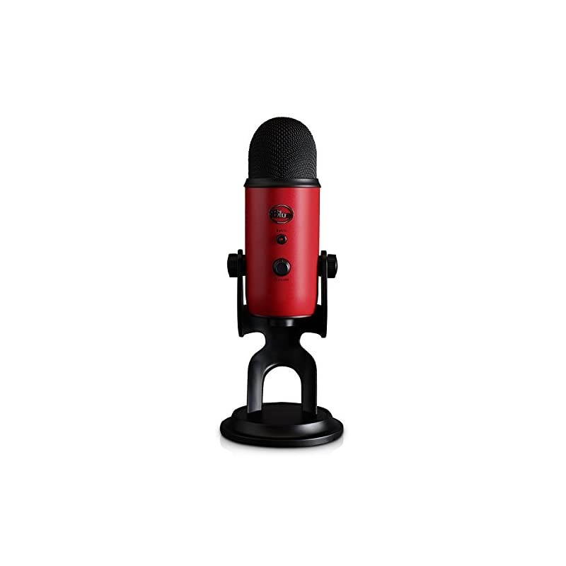 Yeti USB Microphone (Satin Red) with Knox Shock Mount, Studio Stand and Pop Filter