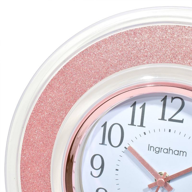 12" Glitter Clear Frame Wall Clock Pink - Westclox