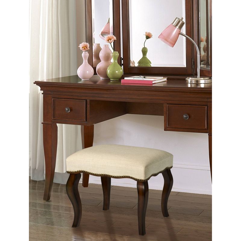 19" Hamilton Backless Upholstered Wood Vanity Stool Burnished Oak/Cream - Hillsdale Furniture