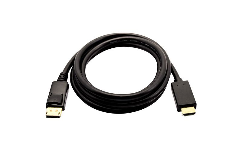 V7 Black Video Cable DisplayPort Male to HDMI Male 2m 6.6ft - 6.56 ft DisplayPort/HDMI A/V Cable for PC, Monitor, Projector, Audio/Video Device