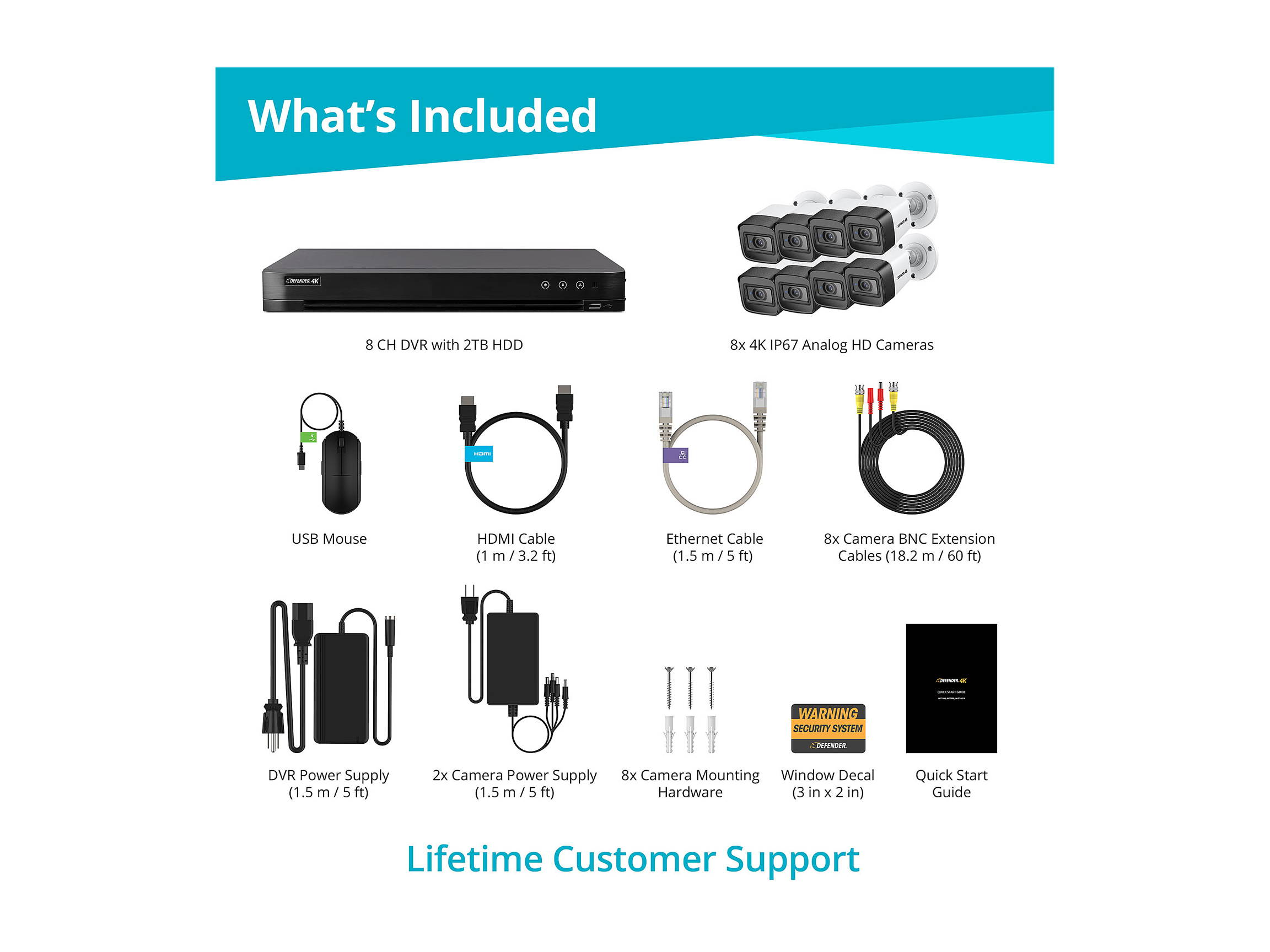 Defender Ultra HD 4K (8MP) Wired Security System with 8 Night Vision Cameras AND 2TB DVR