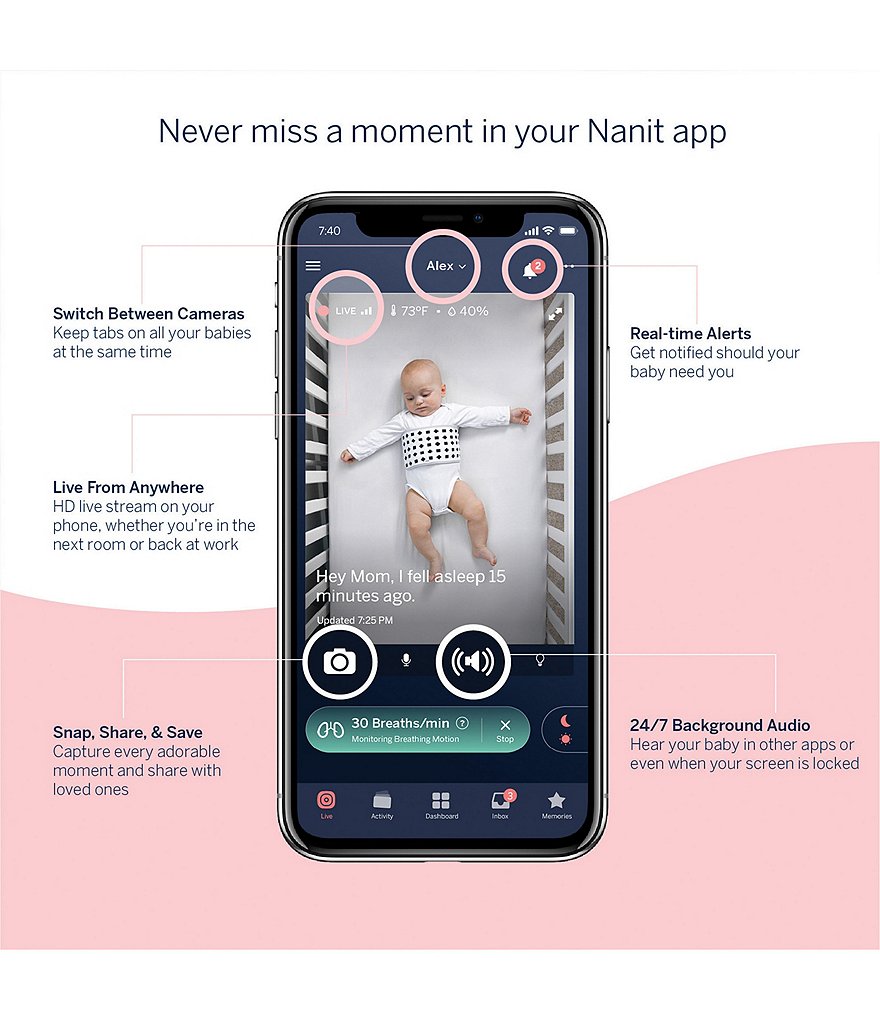 Nanit Baby 3-24 Months Breathing Wear Band for Nanit Cameras 3-Pack