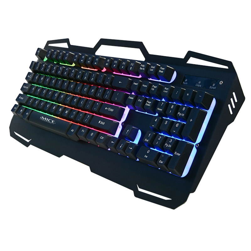 IMICE Gaming Keyboard Wired USB Gamer Keyboards 104 Keys Computer Keyboard Metal Panel Floating Backlit Keyboard For Desktop/PC(Gold)