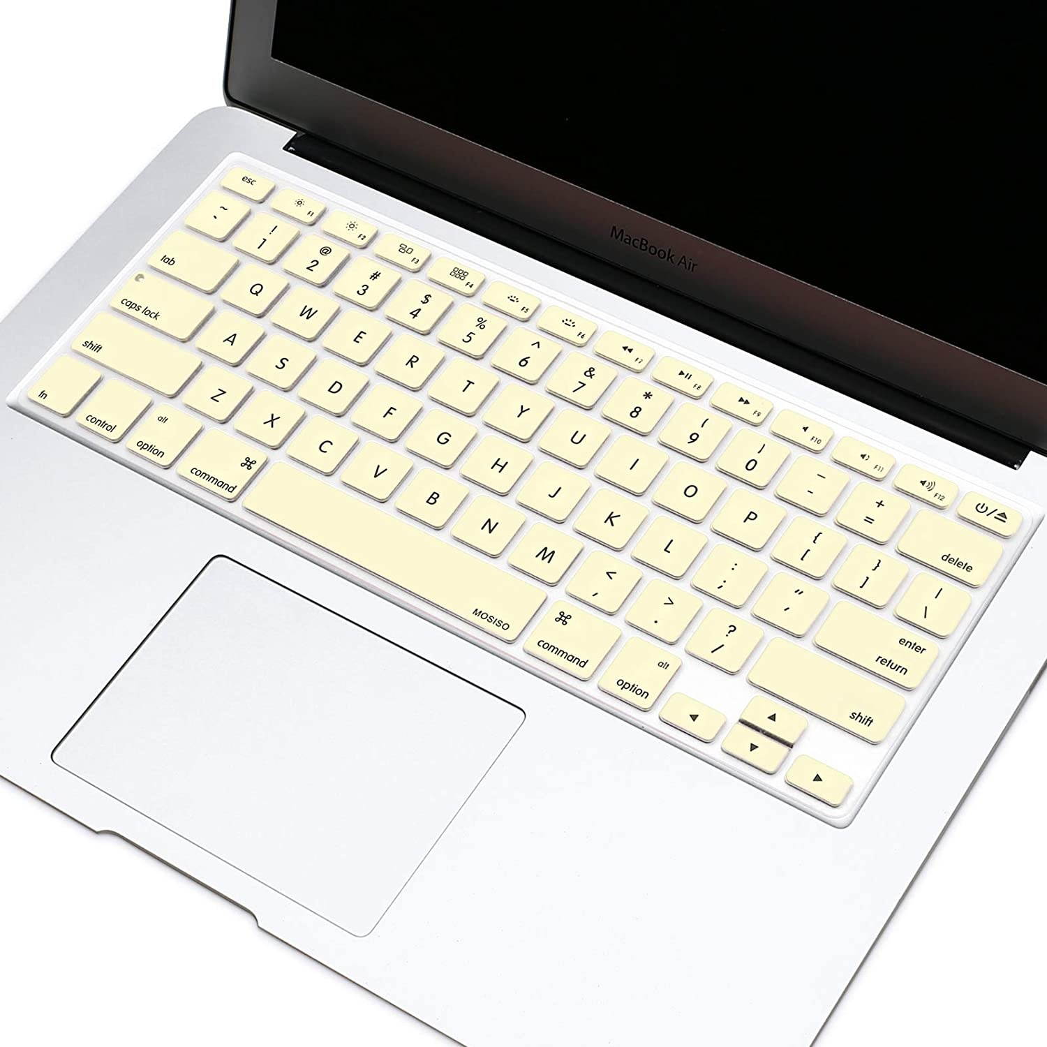 MOSISO Silicone Keyboard Cover Compatible with MacBook Pro 13/15 Inch (with/Without Retina Display, 2015 or Older Version),Older MacBook Air 13 Inch (A1466 / A1369, Release 2010-2017), Cream Yellow